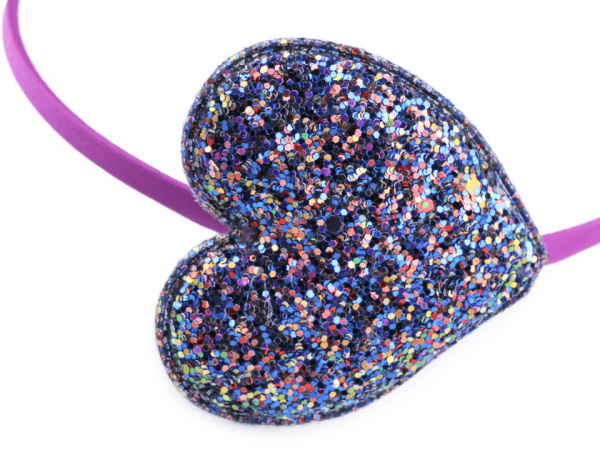 Čelenka do vlasů glitrová se srdcem