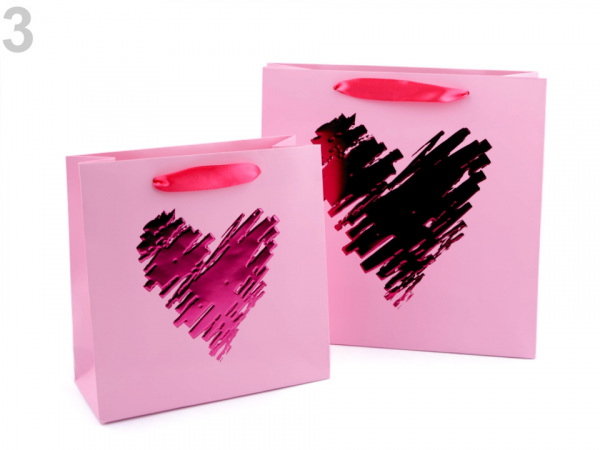 Dárková taška srdce, motýl, puntík, plameňák, sada 2 velikostí