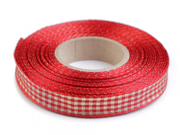 Stuha s lurexem a drátem šíře 15 mm