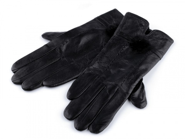 Dámské kožené rukavice s kožešinou