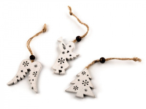 Vánoční dřevěná dekorace anděl, stromeček, křídla