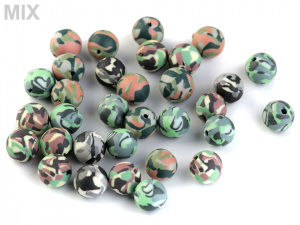 Fimo korálky army Ø8 mm