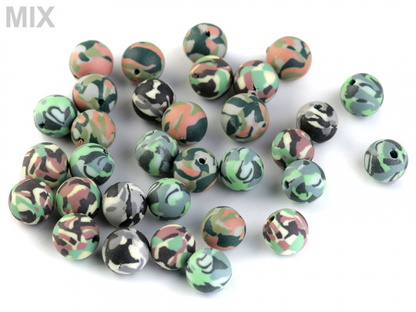 Fimo korálky army Ø8 mm