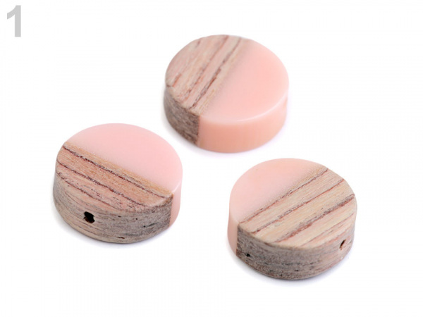 Dřevěné korálky s pryskyřicí Ø15 mm