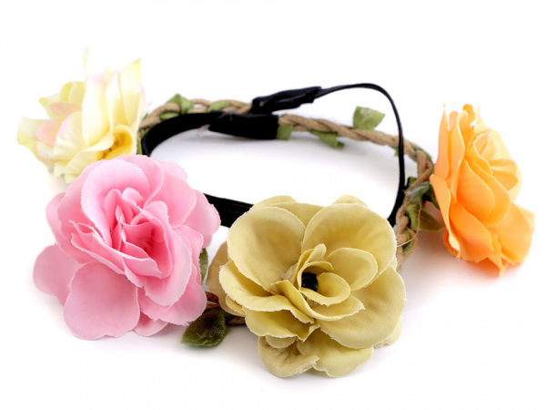 Pružná čelenka do vlasů s květy