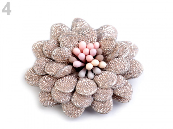 Textilní květ 3D s lurexem Ø35 mm