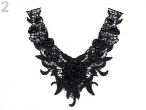 Krajková aplikace / vsadka 3D s perlami