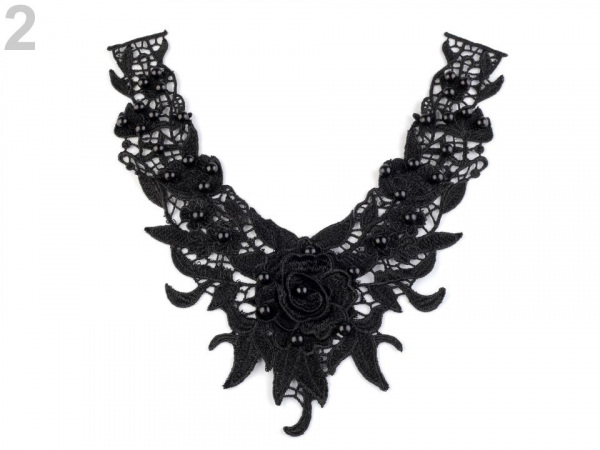 Krajková aplikace / vsadka 3D s perlami