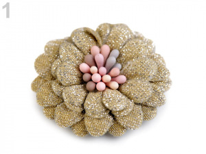 Textilní květ 3D s lurexem Ø35 mm