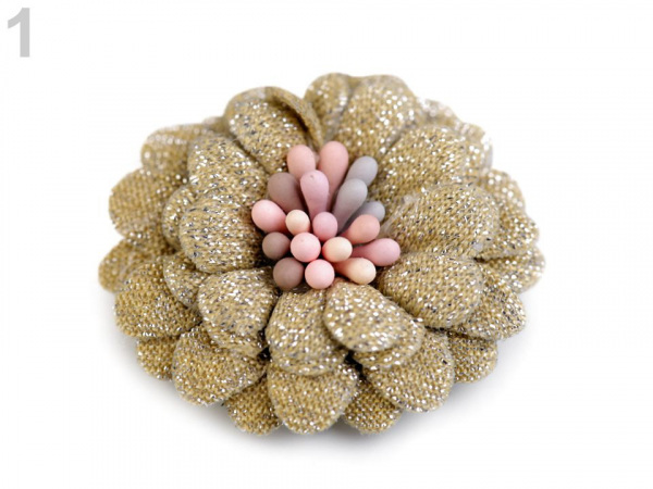 Textilní květ 3D s lurexem Ø35 mm