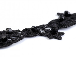 Vzdušná krajka / vsadka šíře 32 mm s broušenými korálky