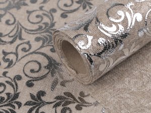 Stuha imitace juty šíře 24 cm ornamenty