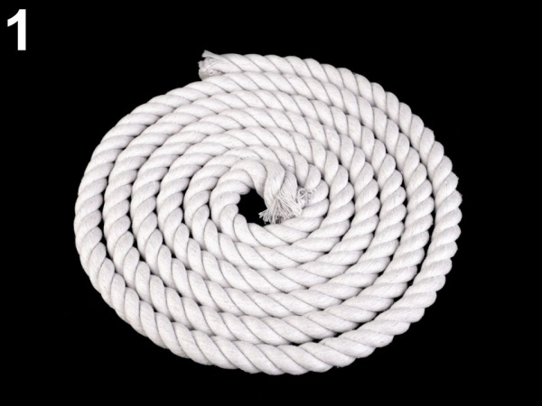 Bavlněná šňůra kroucená Ø14 mm tuhá, macrame