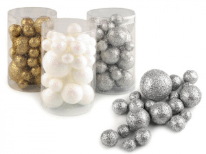Dekorační polystyrenové kuličky s glitry mix velikostí