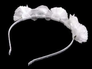 Saténová čelenka do vlasů s květy