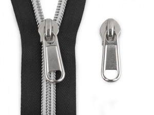 Jezdec ke spirálovým zipům 10 mm se stříbrnými zoubky