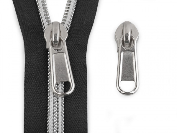 Jezdec ke spirálovým zipům 10 mm se stříbrnými zoubky