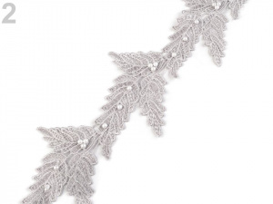 Vzdušná krajka / vsadka šíře 10 cm s perlami