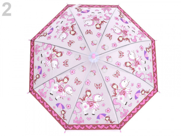Dětský deštník s píšťalkou, princezna, motýl, pirát