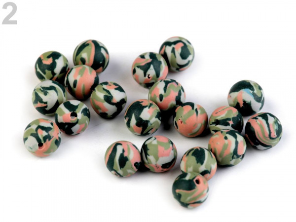 Fimo korálky army Ø8 mm