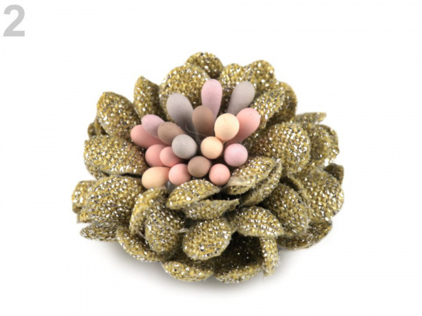 Textilní květ 3D s lurexem Ø25 mm
