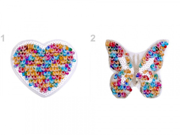 Nažehlovačka srdce, motýl s flitry