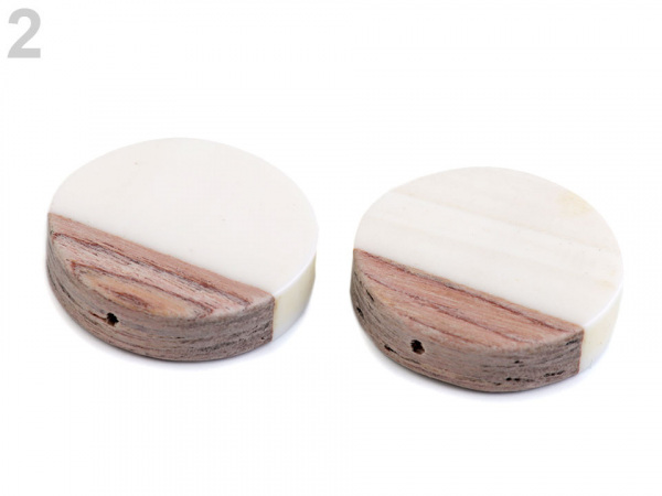 Dřevěné korálky s pryskyřicí Ø25 mm