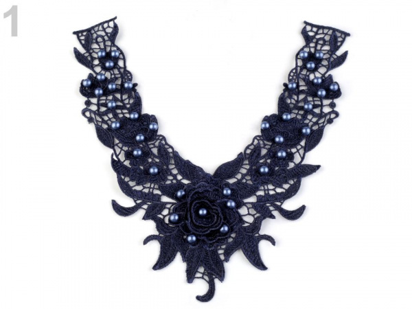 Krajková aplikace / vsadka 3D s perlami