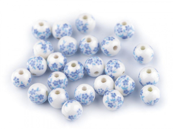 Porcelánové korálky s květy Ø8 mm