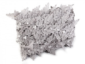 Vzdušná krajka / vsadka šíře 10 cm s perlami