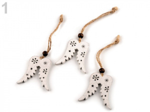 Vánoční dřevěná dekorace anděl, stromeček, křídla