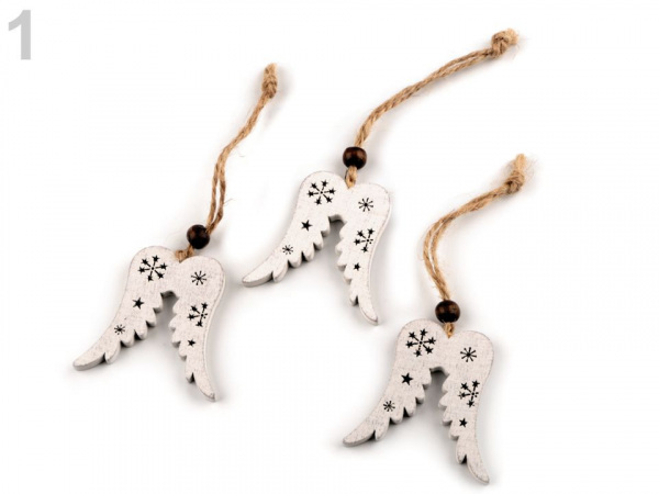 Vánoční dřevěná dekorace anděl, stromeček, křídla