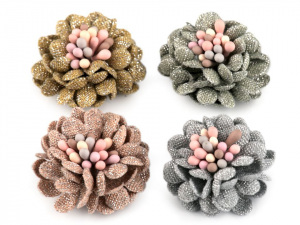 Textilní květ 3D s lurexem Ø25 mm