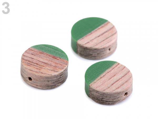 Dřevěné korálky s pryskyřicí Ø15 mm