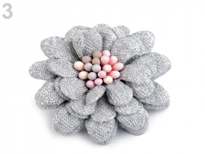Textilní květ 3D s lurexem Ø35 mm