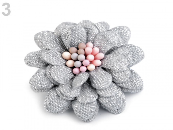Textilní květ 3D s lurexem Ø35 mm