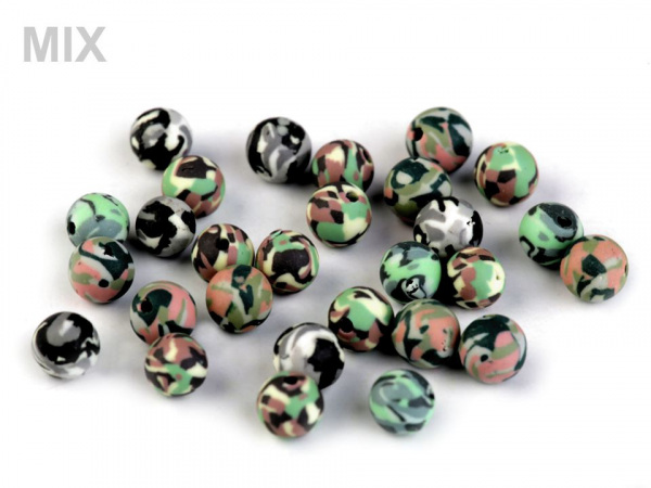Fimo korálky army Ø6 mm