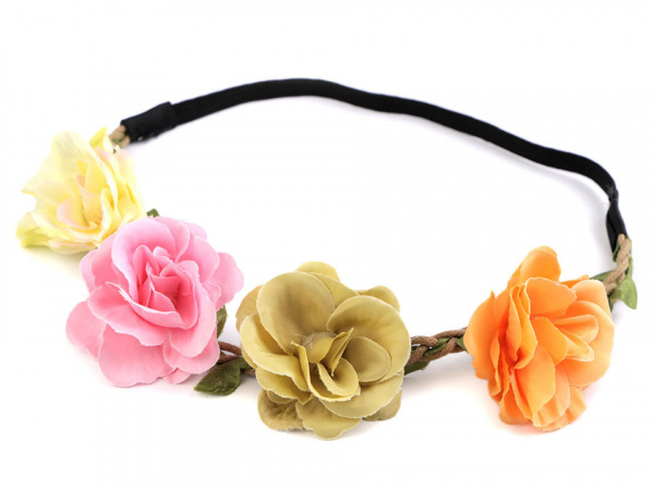 Pružná čelenka do vlasů s květy