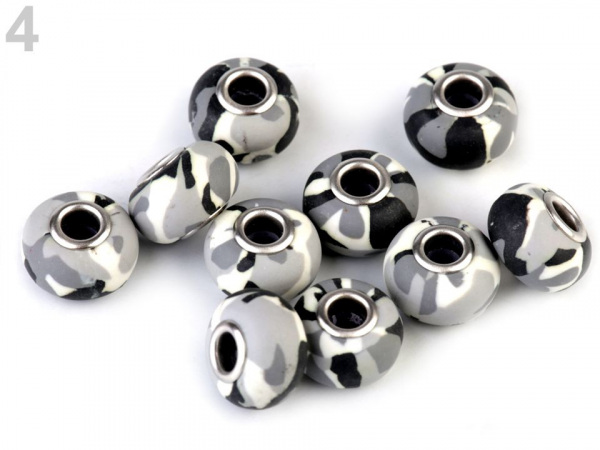 Fimo korálky s velkým průvlekem army