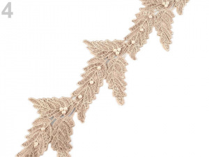 Vzdušná krajka / vsadka šíře 10 cm s perlami