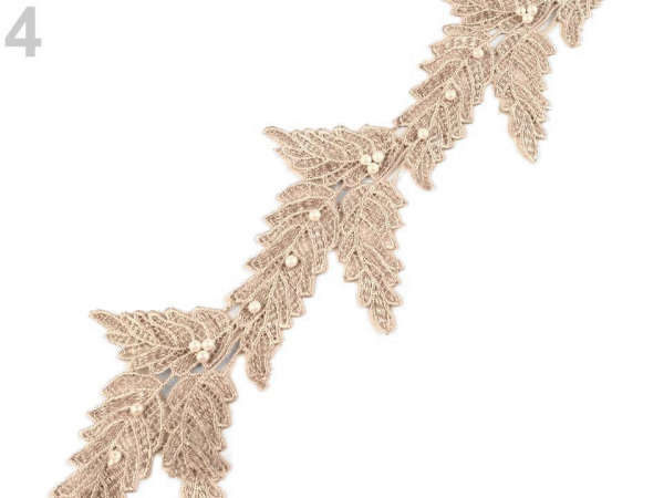 Vzdušná krajka / vsadka šíře 10 cm s perlami