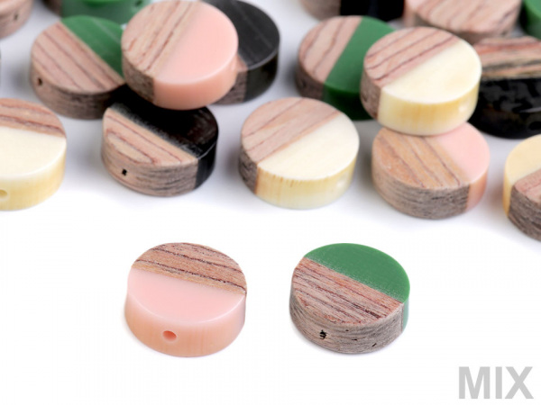 Dřevěné korálky s pryskyřicí Ø15 mm