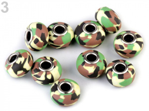 Fimo korálky s velkým průvlekem army