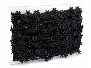 Vzdušná krajka / vsadka šíře 32 mm s broušenými korálky