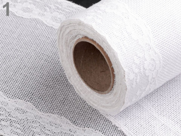 Imitace juty šíře 14 cm pás s krajkou