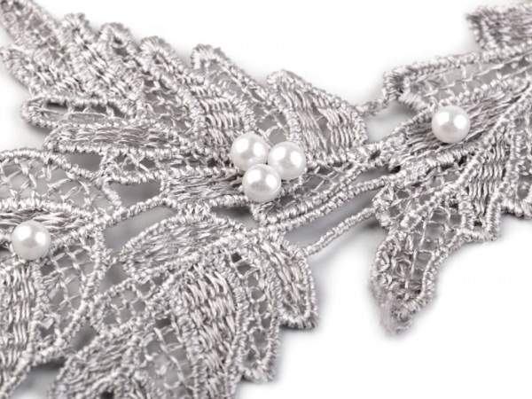 Vzdušná krajka / vsadka šíře 10 cm s perlami