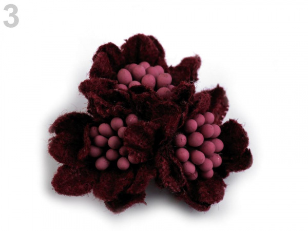 Vlněné květy s pestíky v barvě květu Ø35 mm