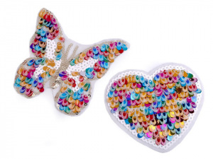 Nažehlovačka srdce, motýl s flitry