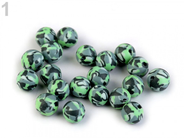 Fimo korálky army Ø8 mm