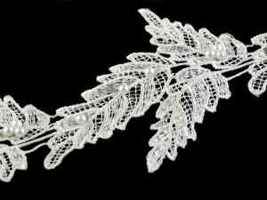 Vzdušná krajka / vsadka šíře 10 cm s perlami